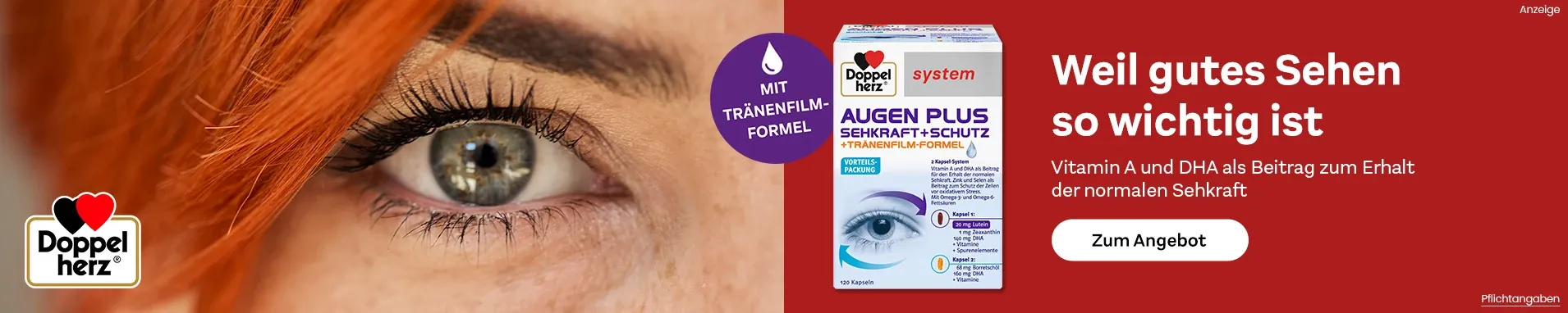 Doppelherz system Augen Plus Sehkraft + Schutz + Tränenfilm-Formel