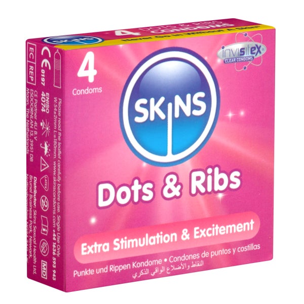 Dots & Ribs Kondome 4 Stück – stimulierend & sicher (4 Kondome) 4 St