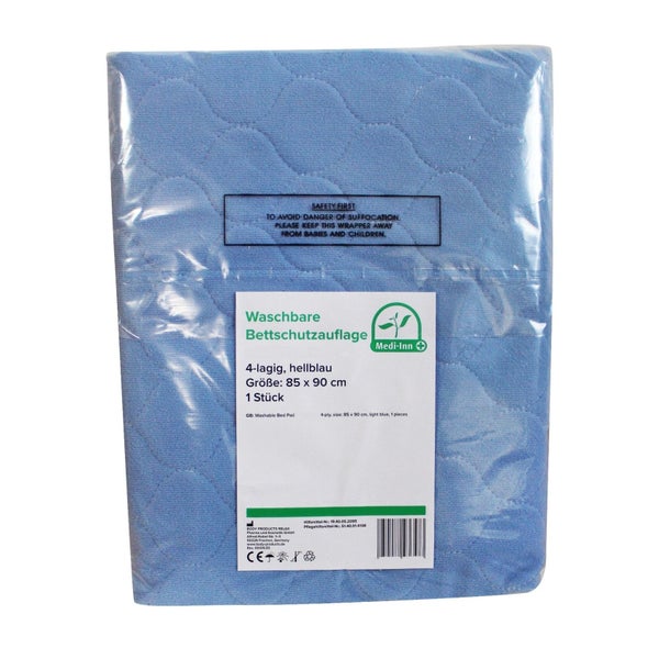 Medi-Inn Bettschutzauflage waschbar, 90 x 85 cm, hellblau 4-lagig 30 St