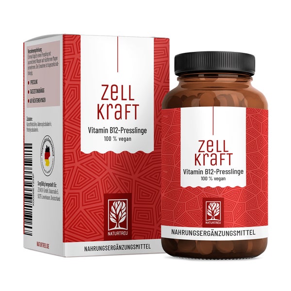 Vitamin B12 Komplex für Veganer und Vegetarier - ZELLKRAFT - 270 hochdosierte vegane Presslinge - NATURTREU® 270 St