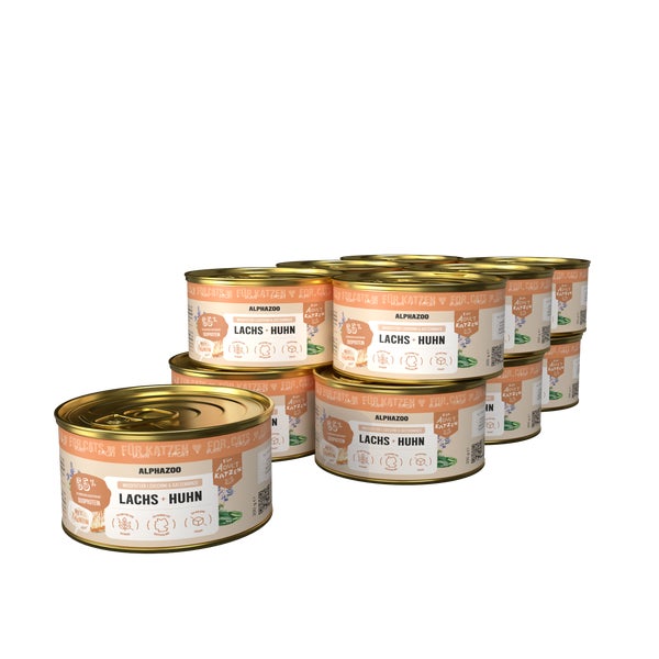 Lachs + Huhn Nassfutter für Katze 12er 2400 g