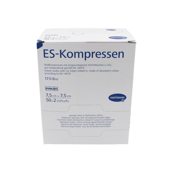 ES Mullkompressen steril 7,5 x 7,5 cm, 17-fädig, 8-fach 100 St
