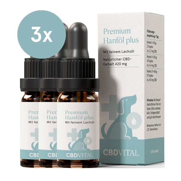 CBD VITAL Hanföl für Hunde mit 4,2 % CBD | 3er-Pack 10 ml