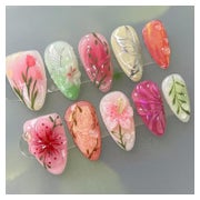 Kunstnägel 24 Stück Mandel Acryl French 3D Blumen 1 St