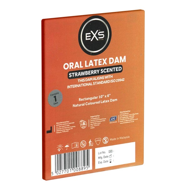 «Strawberry Scented Oral Latex Dam» - hauchdünnes Lecktuch (1 Tuch) 1 St