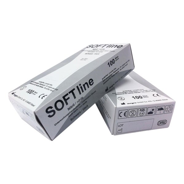 megro SOFTline Nitril Handschuhe schwarz Tattoo puderfrei - S 100.0 St