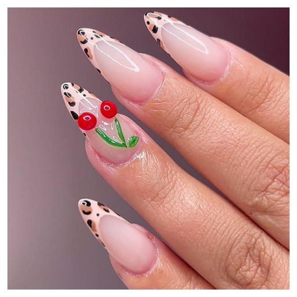 Künstliche Fingernägel Stiletto Leopard 3D Kirschen AHF5 1 St