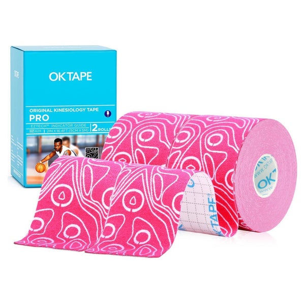 OK TAPE Pro Kinesiologie Tape 5cm x 5m - Wasserfest, Hautfreundlich, Elastisch