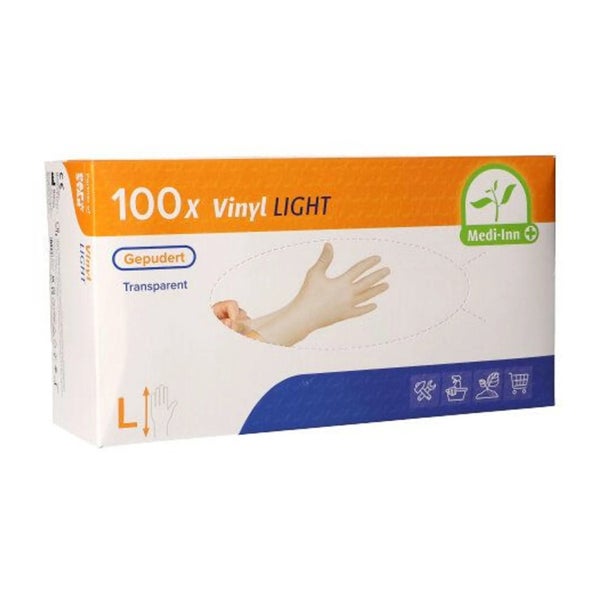 Medi-Inn Vinyl Light Einmalhandschuhe, transparent, gepudert, Gr. L 1000 St