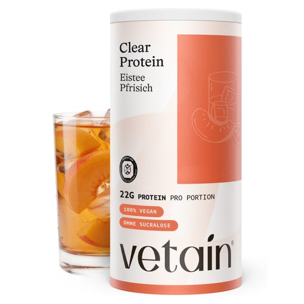 VETAIN Clear Protein Vegan - Eistee Pfirsich - 22g Protein 480 g