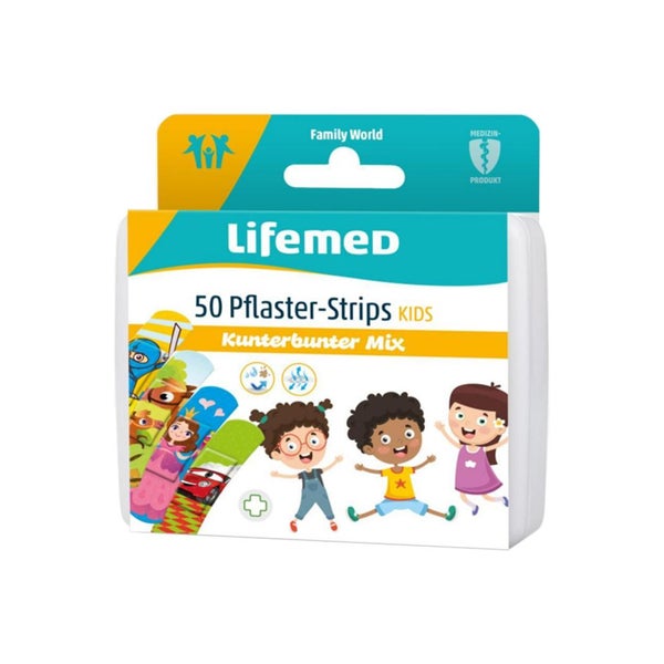 Lifemed Pflaster-Strips Kids 6 cm x 1,7 cm Kunterbunter Mix 50er Pack 120 St