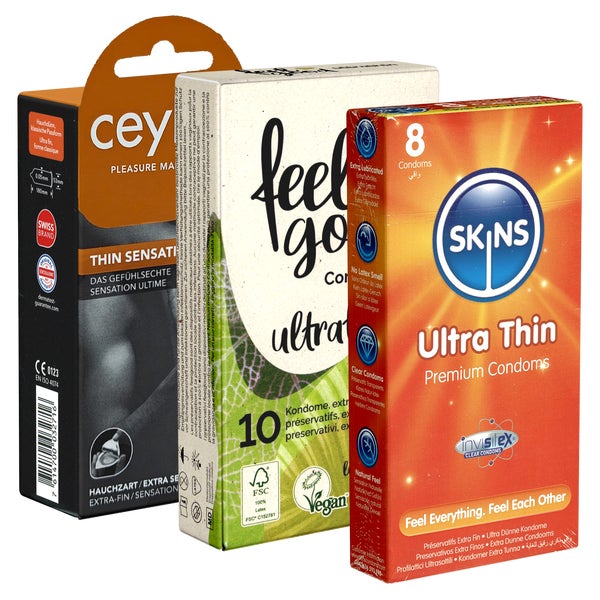 Feel&Thin Mix Nr. 2 – 27 ultradünne, gefühlsechte Kondome (27 Kondome) 34 St