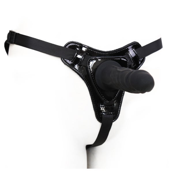 Shiny PVC Strap On(Long Dildo) Schwarz 1 St