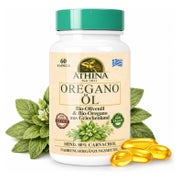 Athina® Oregano Öl Vegan Bio 1 x 60 Kapseln I 100 mg Athina® Wildes Berg Oregano Öl I Origanum vulgare hirtum aus Griechenland I 80% Carvacrol I Reine & natürliche Zutaten 60 St