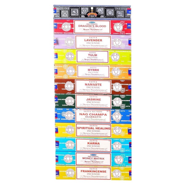 Satya Räucherstäbchen 12 Düfte je 15g Indien 180g Box 1 St