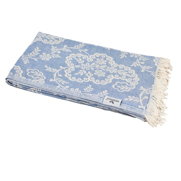 Hamamtuch PAISLEY blau, Doubleface Tuch edel & hochwertig, 100% Baumwolle, 90 x 175 cm 1 St