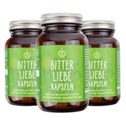 Produktabbildung: BitterLiebe Bitterstoffe Kapseln 90 Stk. - Bitterkräuter, Mariendistel, Löwenzahn, Artischocke hochdosiert - Bittertropfen in Kapselform - Rezeptur nach Hildegard von Bingen 3x 90 St