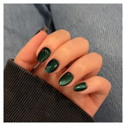 Press On Nails Kurz CatEye Chrome 30 Pcs Schwarz Dunkelgrün 1 St
