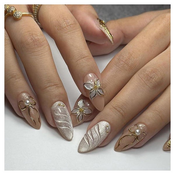 Künstliche Fingernägel Press Nails Blumen Schleife Glitzer A 1 St