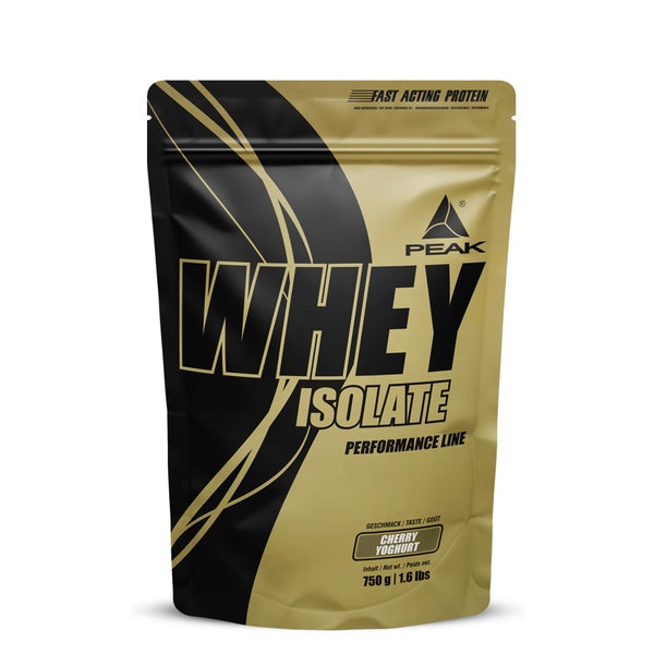 PEAK Whey Protein Isolat - 750g - Geschmack Cherry Yoghurt I 25 Portionen I sehr hoher Proteinanteil aus 100% Molkeprotein-Isolat I zucker- & fettarm I für Muskelaufbau & -erhalt