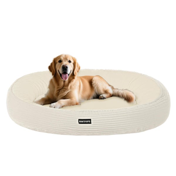 HMTOPE Hundebett Rund 100 cm Waschbar Beige