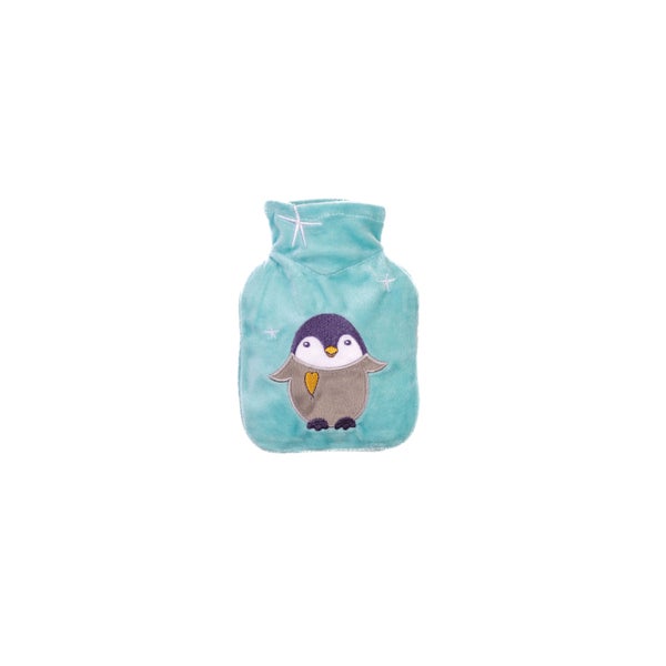 Wärmflasche Mini 0,2 l Veloursbezug eisblau Pinguin 1 St