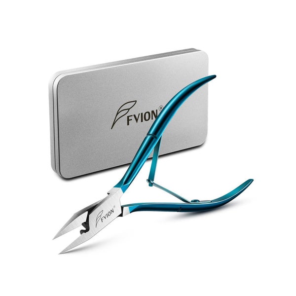 FVION Nagelzange Profi für Fußnägel mit gerader Klinge - Edelstahl, Blau