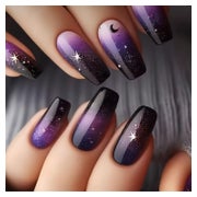 Kunstnägel 24 Lila Sternenhimmel Eckig Aufkleben GelLook des 1 St