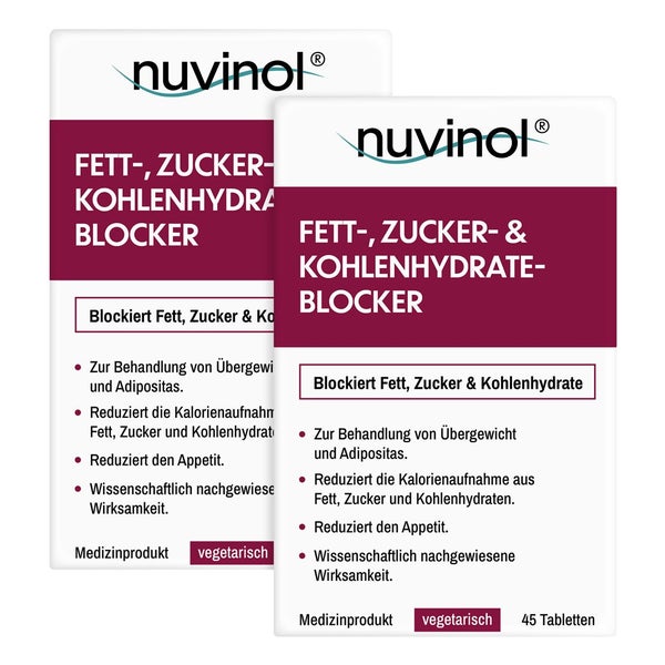 nuvinol® Fett-, Zucker- & Kohlenhydrate-Blocker Doppelpack 2X45 St