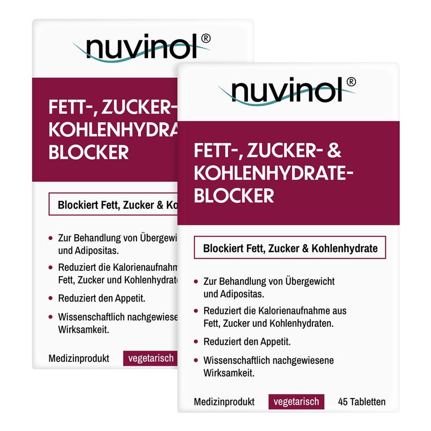 nuvinol® Fett-, Zucker- & Kohlenhydrate-Blocker Doppelpack 2X45 St