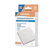 Lifemed Baumwoll-Kompressen 9,5 cm x 9,5 cm weiß 4-lagig 10er Pack 12 St