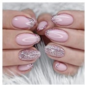 24 Rosa Glitzer Mandel Nägel Kurz French Press on Nails Oval 1 St