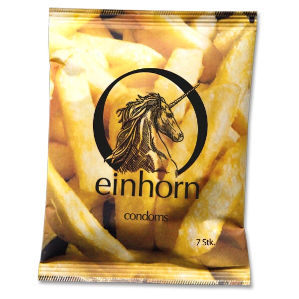 «Food Porn» - 7 vegane Kondome aus Naturkautschuk, Chipstüte (7 Kondome) 7 St