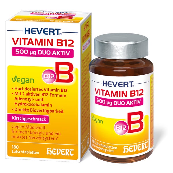 Vitamin B12 Hevert 500 µg Duo Aktiv Lutschtabl. 180 St