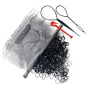 1000 Stück Mini Haargummis Schwarz Gummi Haarbänder+Flechthi 1 St