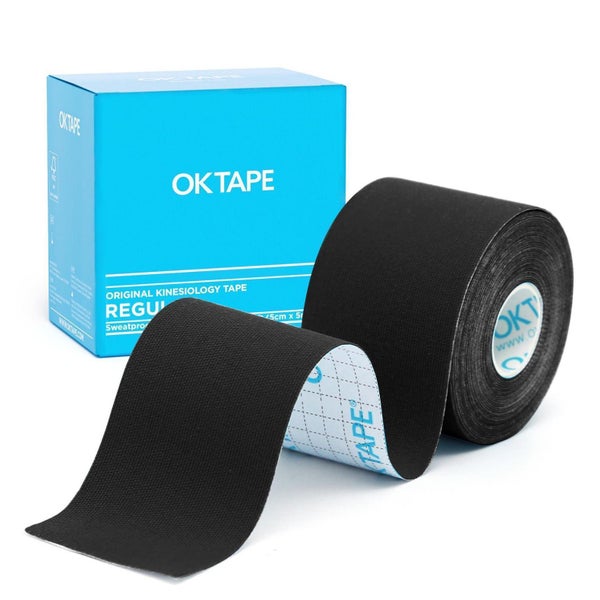 OK TAPE Kinesiologieband Basic Schwarz, 5cm x 5m - Sportband für Muskeln und