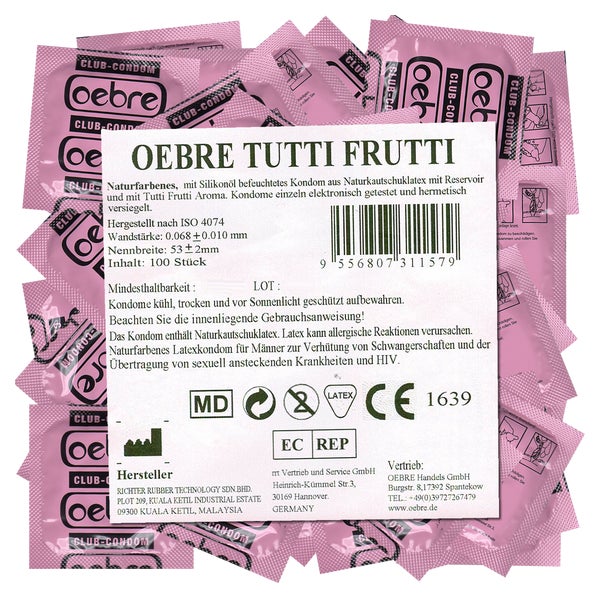 «Tutti-Frutti» 100 Club Kondome, Fruchtig, 53mm, transparent (100 Kondome) 100 St