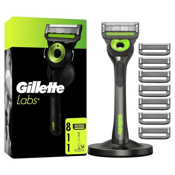 Gillette Labs Rasierer für Männer mit Reinigungs-Element, Nassrasierer Herren — Inkl. 1 Handstück, 8 Ersatzklingen mit Magnetisches Dock 1 St