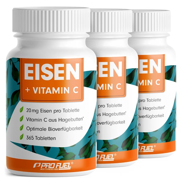 ProFuel - Eisentabletten 20mg + Vitamin C - 3x 365 Tabletten 1095 St