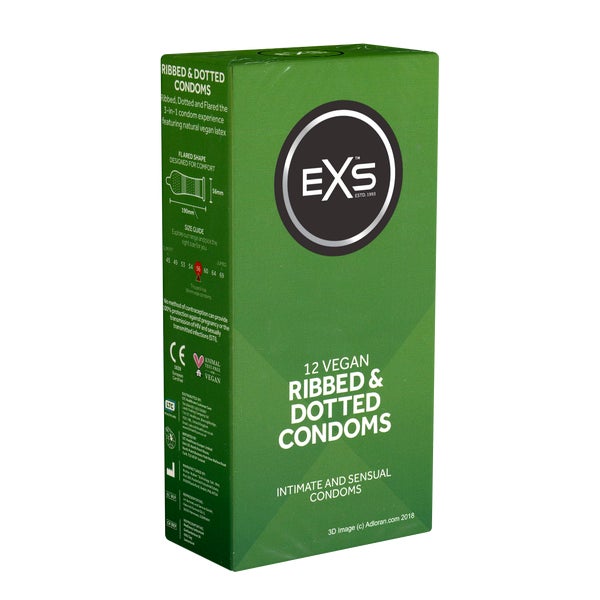 «Ribbed & Dotted» Kondome - 12er Pack, gerippt und genoppt (12 Kondome) 12 St