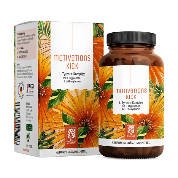 L-Tyrosin Komplex mit L-Tryptophan & L-Phenylalanin - MOTIVATIONSKICK - 90 vegane Kapseln - NATURTREU® 90 St