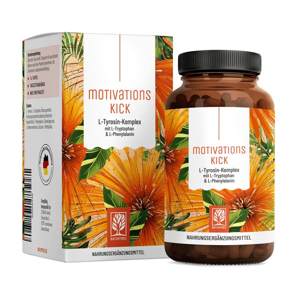 L-Tyrosin Komplex mit L-Tryptophan & L-Phenylalanin - MOTIVATIONSKICK - 90 vegane Kapseln - NATURTREU® 90 St