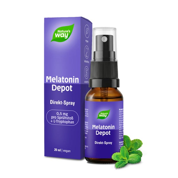 Melatonin Depot Direkt-Spray – 0,5 mg Melatonin + L-Tryptophan, Pfefferminz-Geschmack 20 ml
