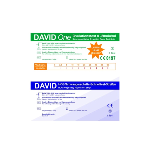 David One 30 Ovulationstest 0-80 miu/ml + 5 Schwangerschaftstest Streifen 35 St