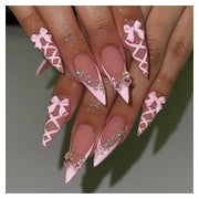 Kunstnägel 24 Lang Rosa Schmetterlingsmuster Nagelkleber des 1 St