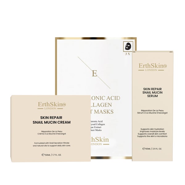 Hautregenerierende Schneckenschleimcreme 50 ml + Hautregenerierendes Schneckenschleimserum 60 ml + Hyaluronsäure- und Kollagenmaske (3 Stück) 850 g