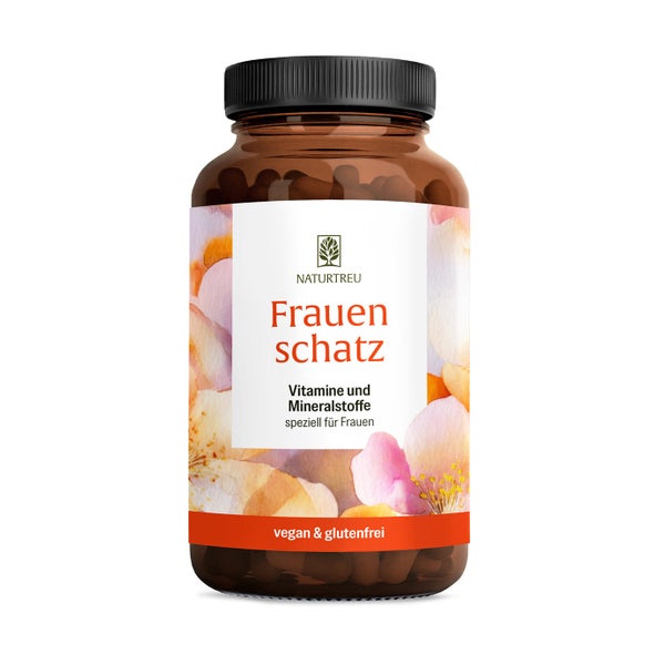 Nährstoffe für Frauen Vitamin B, C, D, K & Eisen, Zink, Selen, Chrom, Mangan, Kupfer - FRAUENSCHATZ - 120 vegane Kapseln - NATURTREU® 120 St