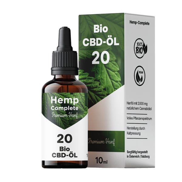 Bio CBD Öl 20 Vollspektrum Hanf Tropfen - Hemp-Complete® 10 ml