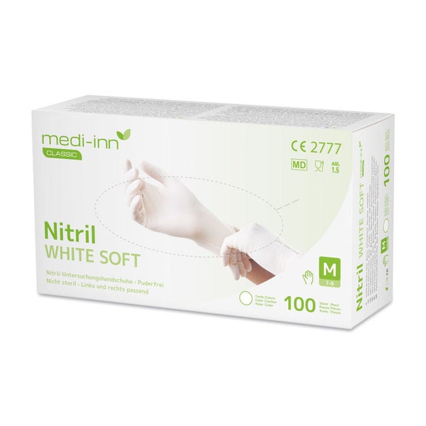 Medi-Inn Nitril white soft Einmalhandschuhe, weiß, puderfrei, Gr. M 1000 St