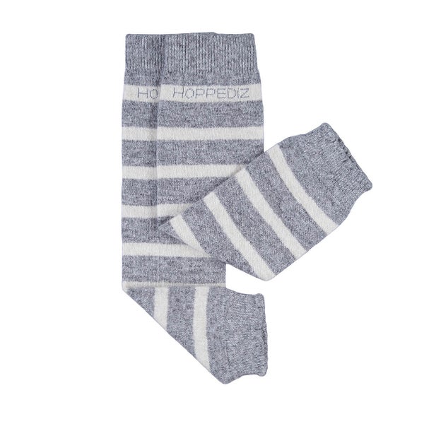 Merino-Babystulpen grau/creme gestreift